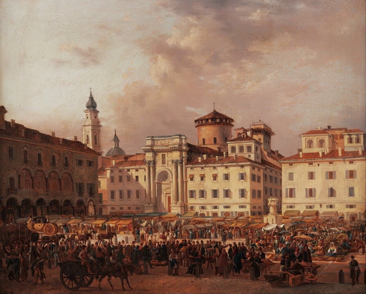 View of the Piazza Grande in Parma by Boccaccio Giuseppe, 1847